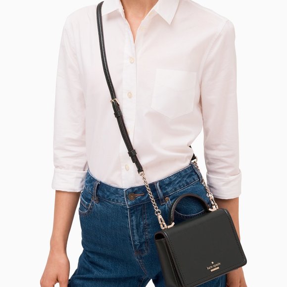 Kate Spade NY Maisie Small Flap Crossbody Bag Spruce Green Leather top handle - Picture 4 of 8